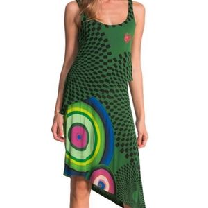 Desigual Green Asymmetrical Dress